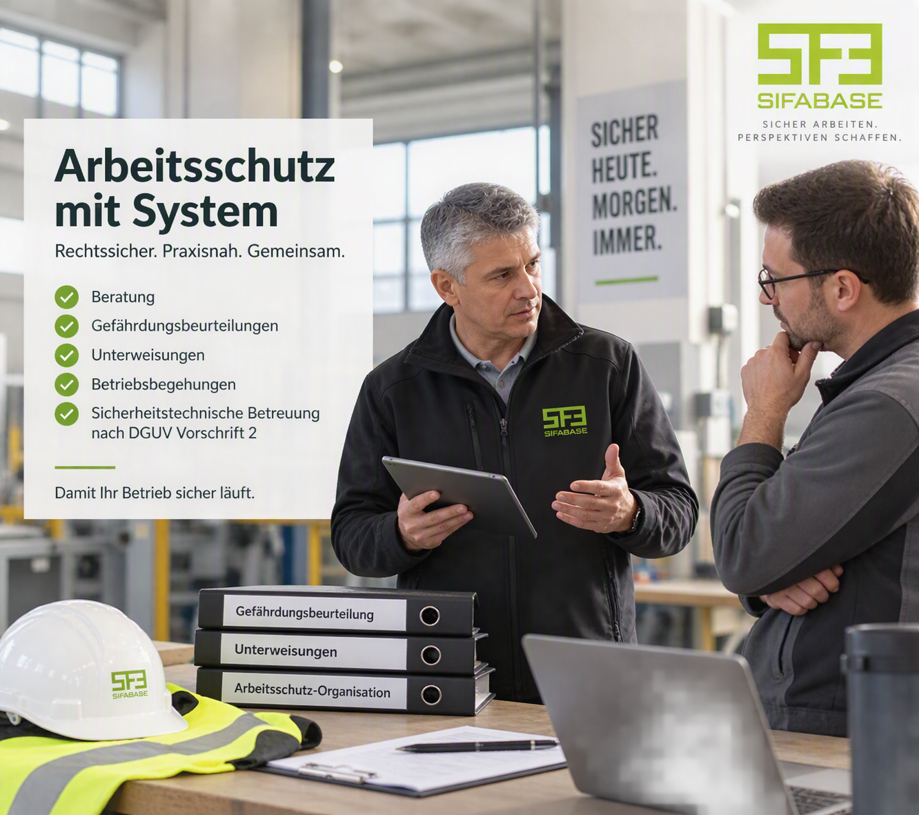 Beratung zur sicherheitstechnischen Betreuung nach DGUV Vorschrift 2 in einem Unternehmen